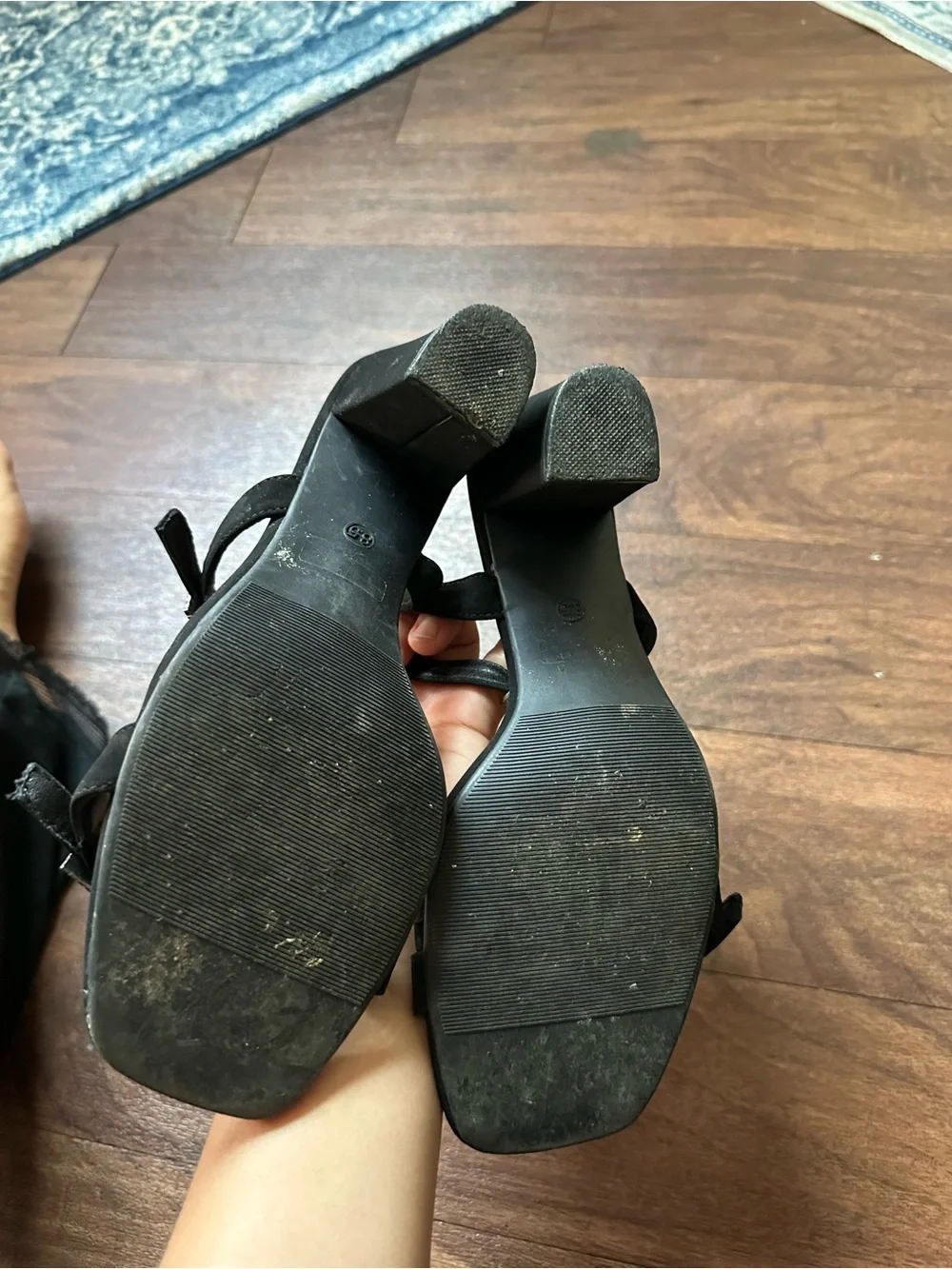 Black Strappy Block Heel Sandals - Women